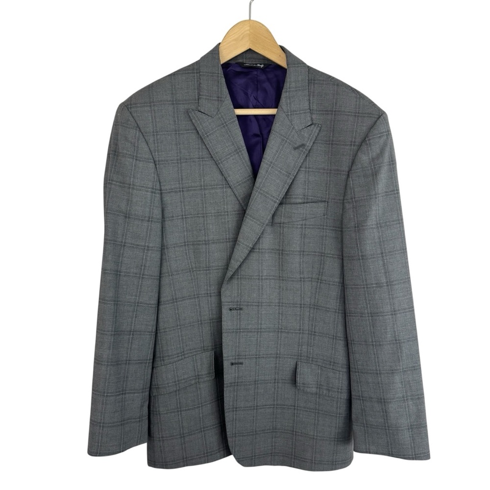 Paul Smith London "The Byard"‎ Gray Check Made In Italy Wool Blazer Size 42 R